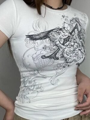 Y2k White Fitted Top