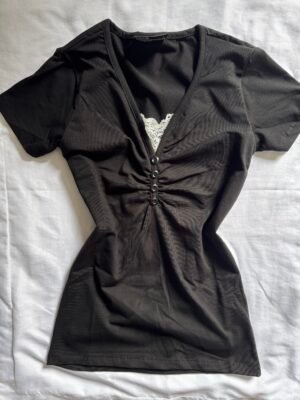 Short Sleeve Lace Fitted Top