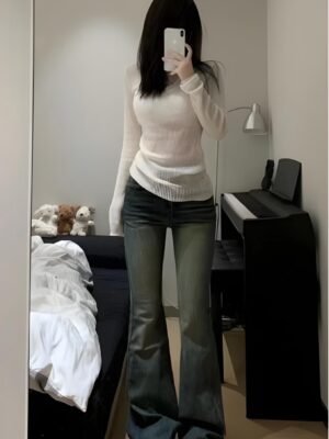 “Flared Mid Rise Jeans”