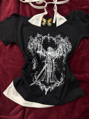 “Sword Angel y2k Top - Black