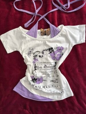 “Purple x White” Y2K Top
