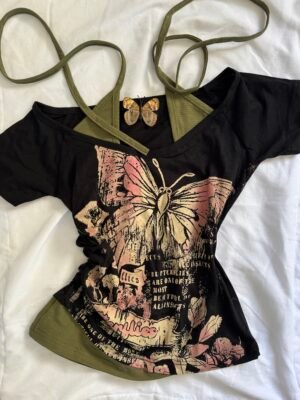 “Butterfly y2k shirt”