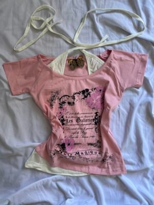 “Pink y2k shirt”