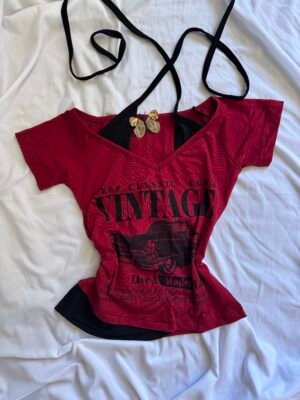 “Red Vintage y2k shirt”