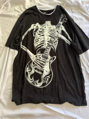 “Guitar Skeleton Long Sleeve Layered T-shirt”