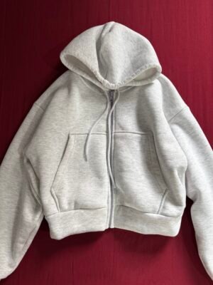 “Cropped Gray Hooded Jacket”
