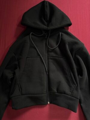 “Cropped Black Hooded Jacket”